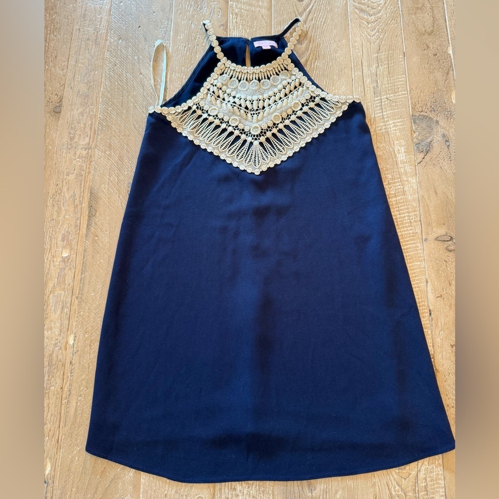 Lilly Pulitzer Navy Dress with Gold Details 00